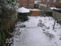 Garden covered in snow