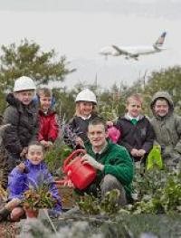 School children gardening